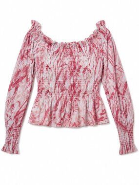ALLSAINTS Lara Grasmere Soft Cherry Floral Off The Shoulder Top size 8 NWOT